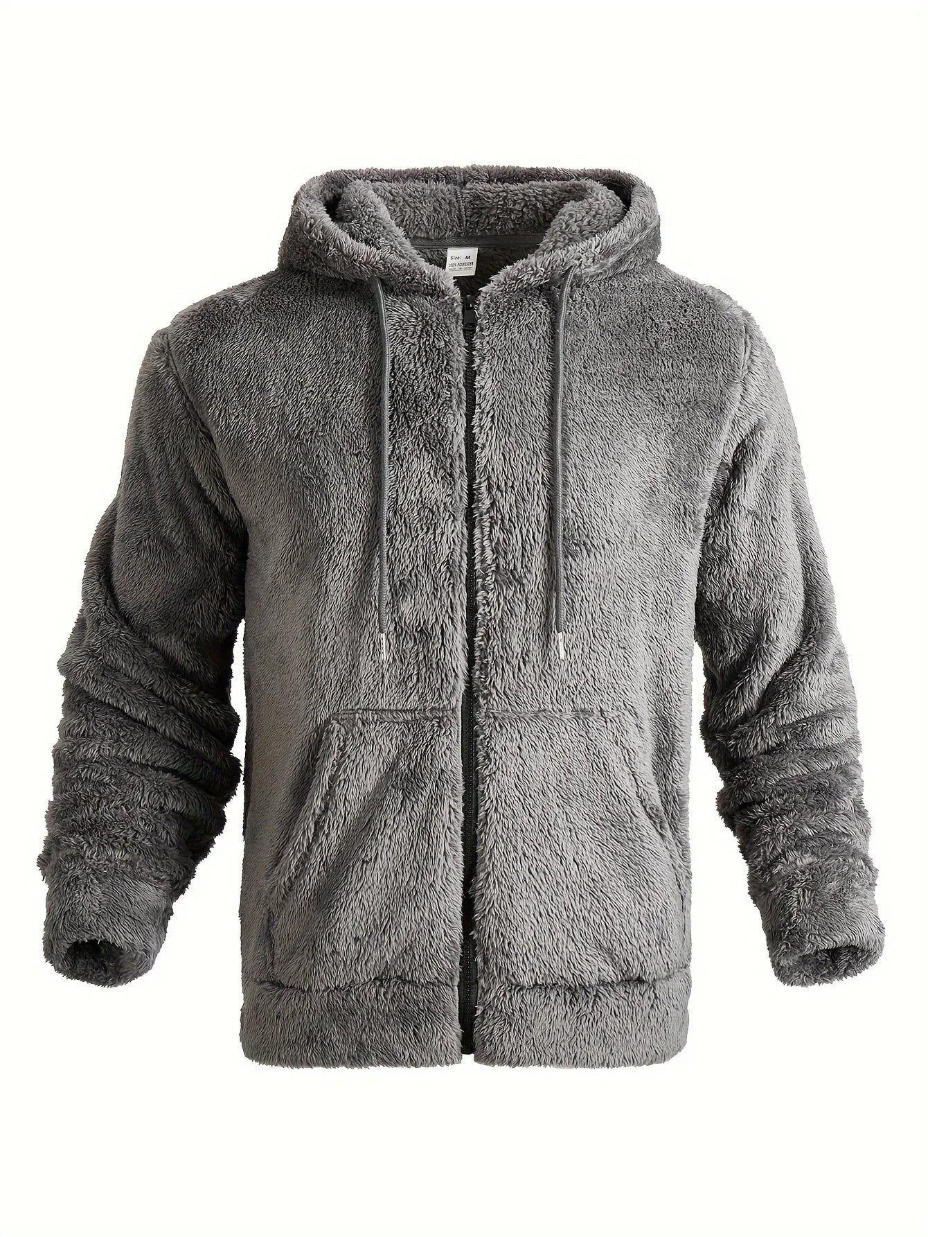 Heren teddy hoodie | Warme fleece trui met rits en capuchon