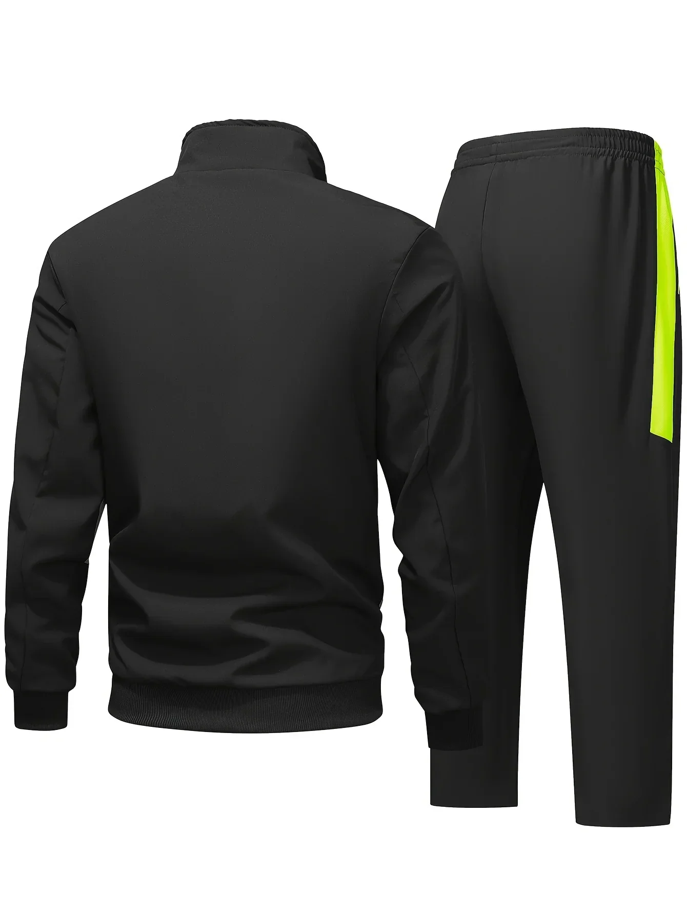 Heren trainingspak | Zwart sportpak met neon rits en broek - Image 3