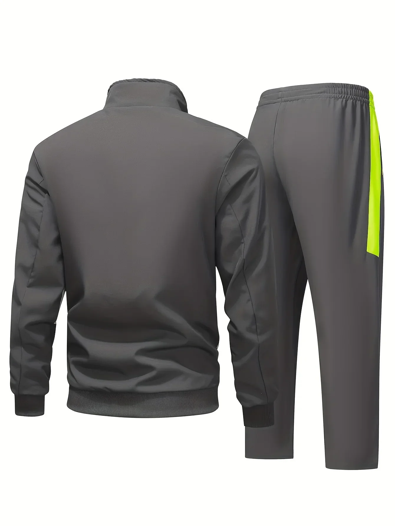 Heren trainingspak | Zwart sportpak met neon rits en broek - Image 4
