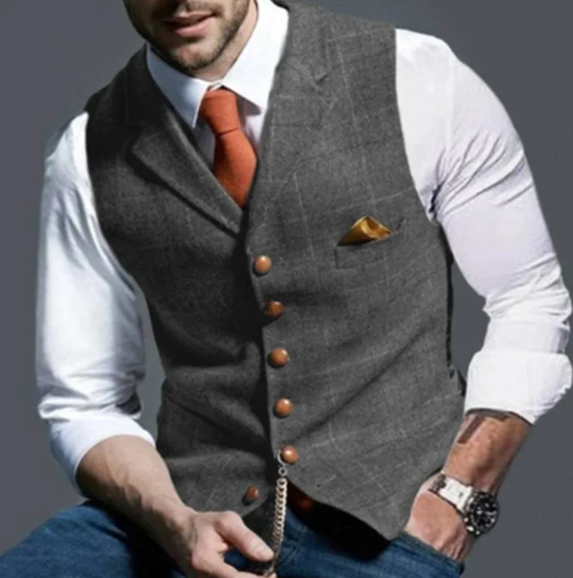 Heren vest | Klassiek gilet met v-hals en knopen - Image 5