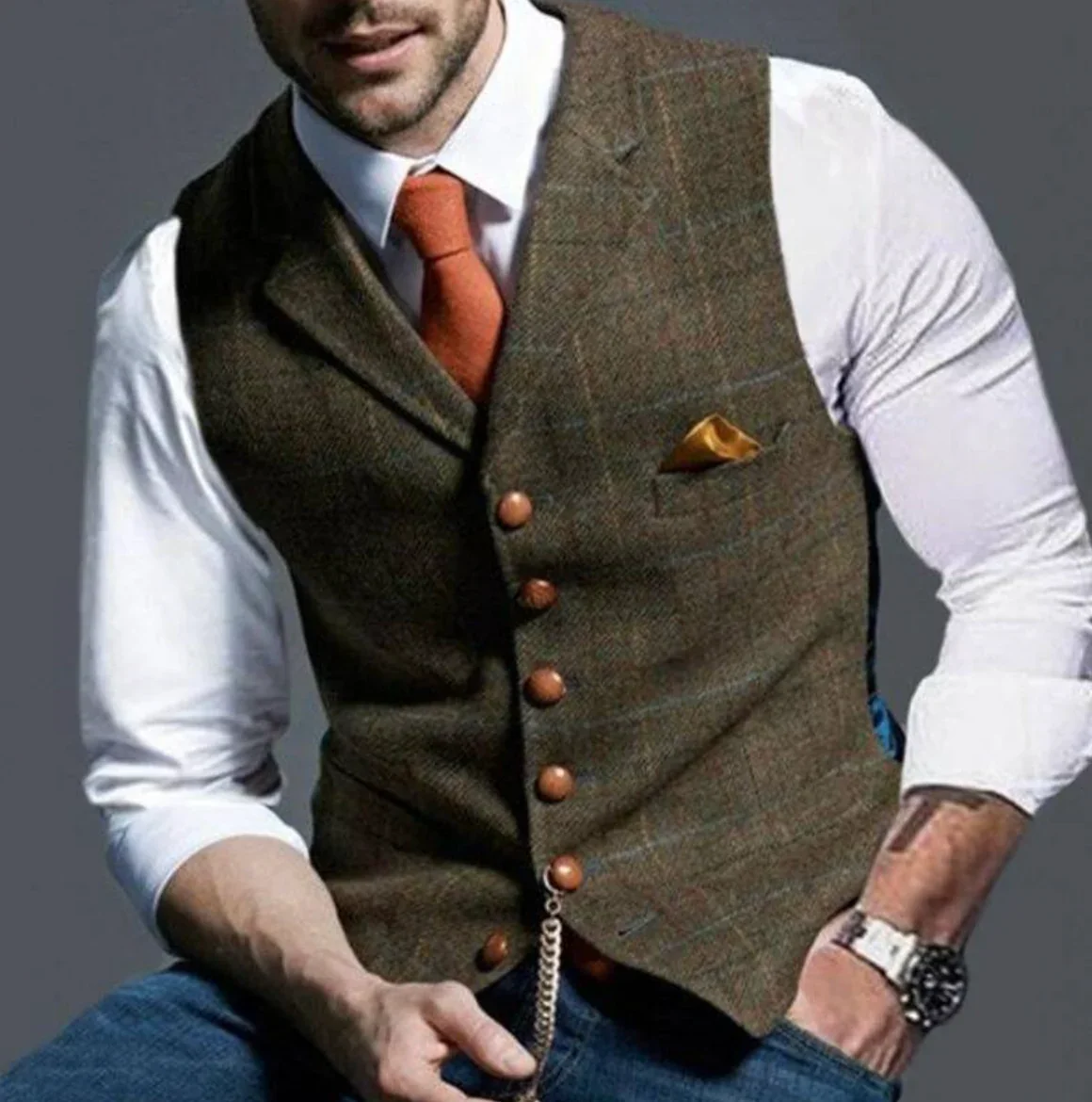 Heren vest | Klassiek gilet met v-hals en knopen - Image 6