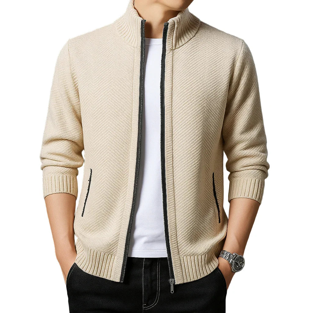Heren vest met rits | Gebreide trui in cardigan stijl