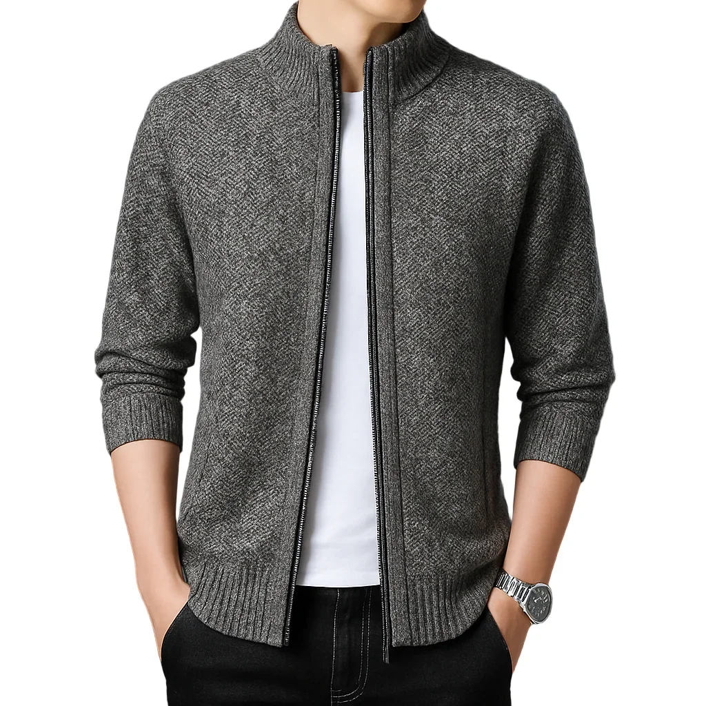 Heren vest met rits | Gebreide trui in cardigan stijl - Image 3