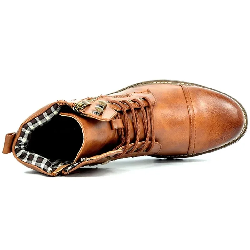 Heren veter boots leer met rits en gesp - Image 3
