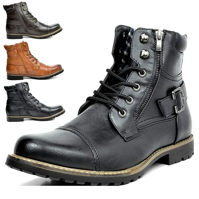 Heren veter boots leer met rits en gesp - Image 5