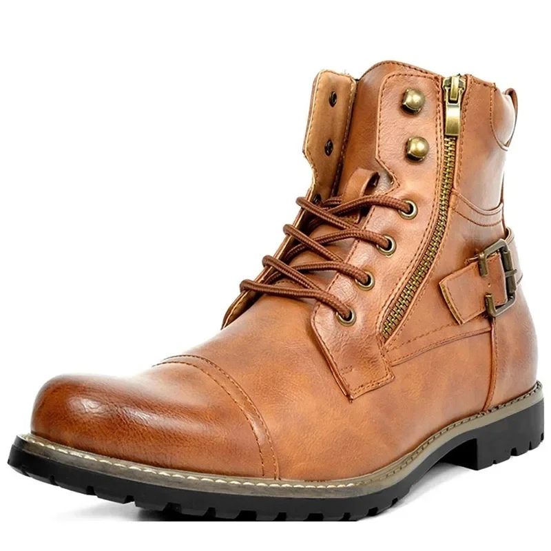 Heren veter boots leer met rits en gesp - Image 8