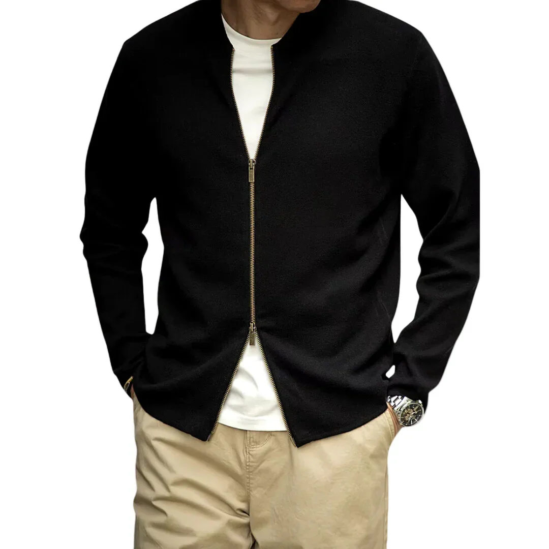 Heren zip sweater | Basic trui met rits in zwart - Image 7