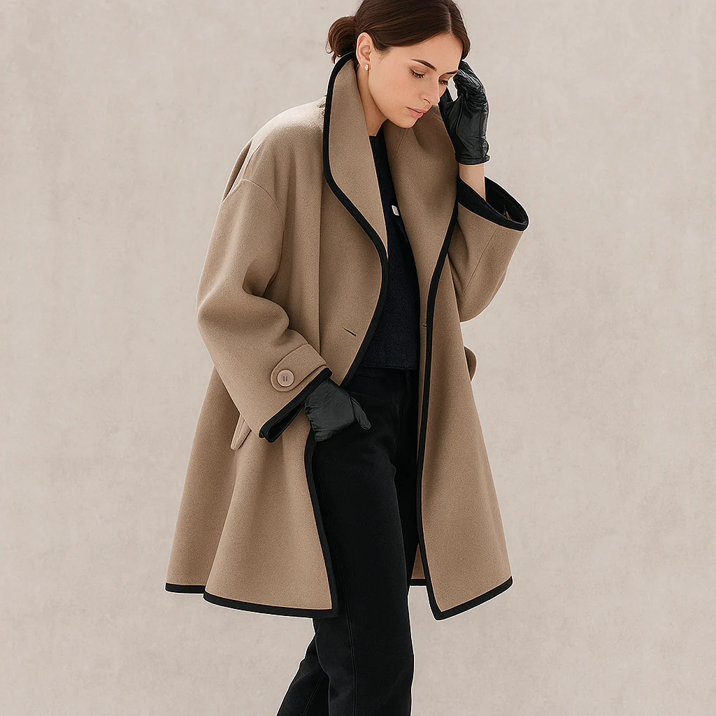 Oversized dames trenchcoat met contrasterende bies - Image 4
