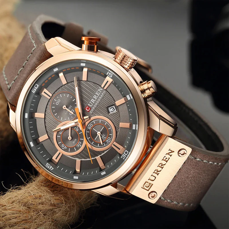 Philippe | Heren chronograaf horloge met leren band - Image 5