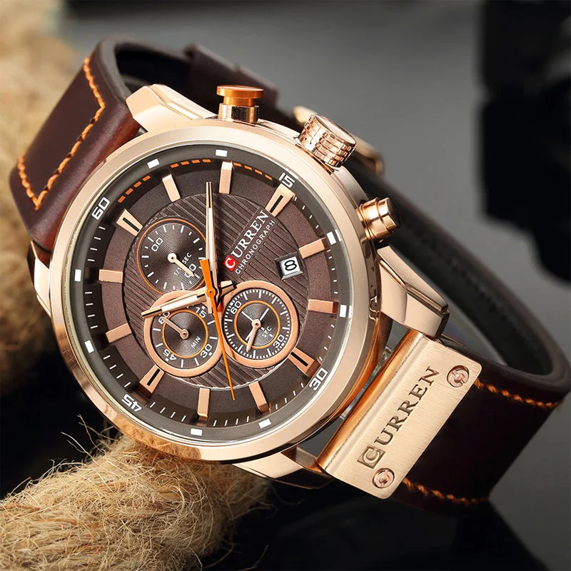 Philippe | Heren chronograaf horloge met leren band - Image 7