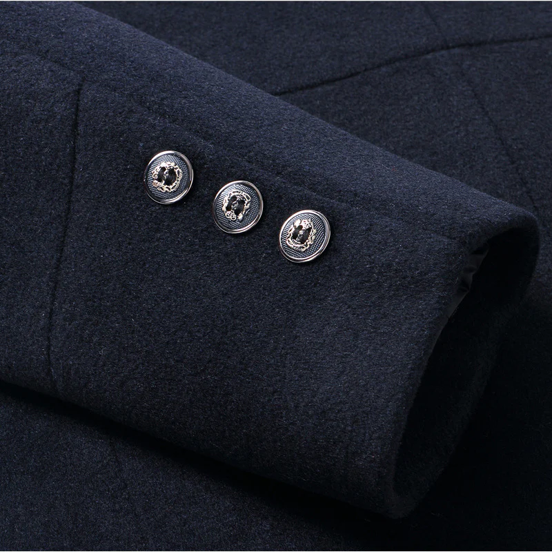 Trenchcoat | Heren lange winterjas met fleece voering en geruite reverskraag - Image 9