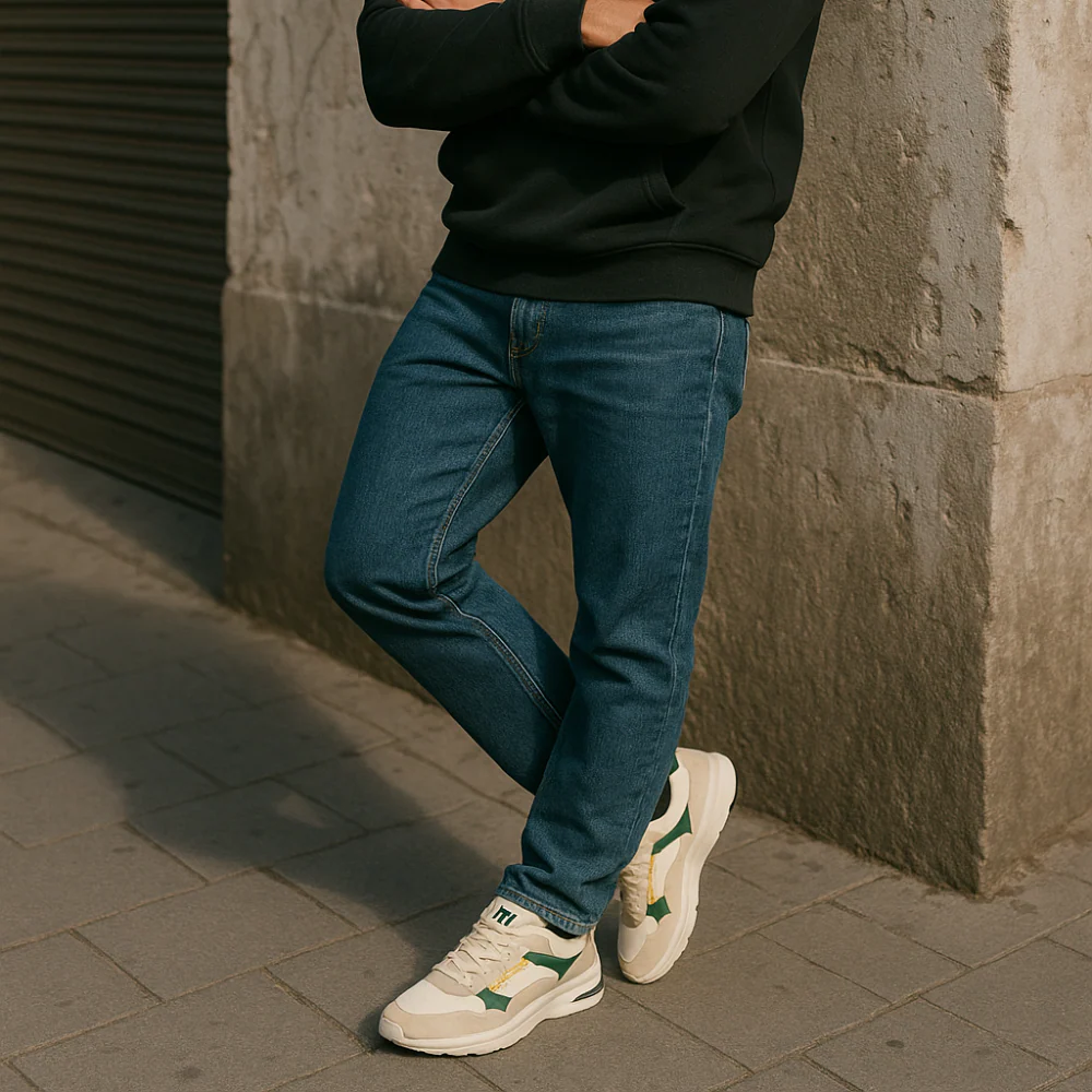 Urban Runner | Heren sneaker in beige en groen met vetersluiting - Image 4