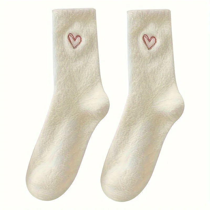 Warme dames sokken | Fluffy sokken met hartjes, 5-pack - Image 10