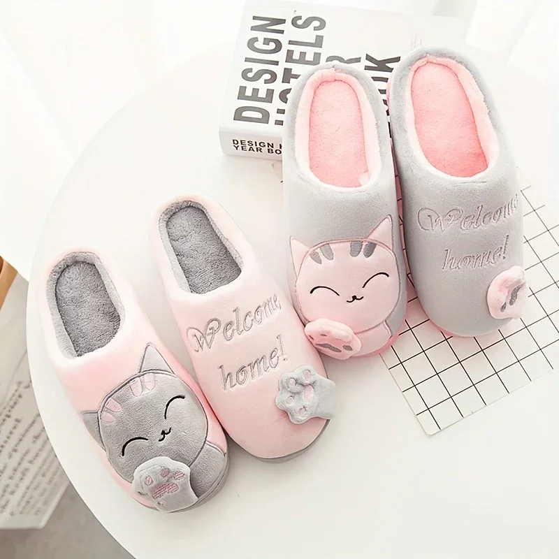 Warme pantoffels met kattenprint | Dames en heren sloffen met antislip zool - Image 14