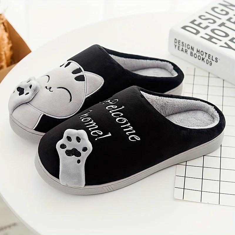 Warme pantoffels met kattenprint | Dames en heren sloffen met antislip zool - Image 2